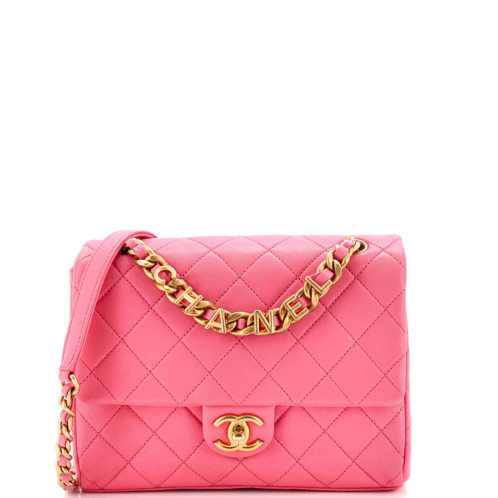 Chanel Small Logo Letters Chanel Touch Chain Flap Bag Quilted Lambskin